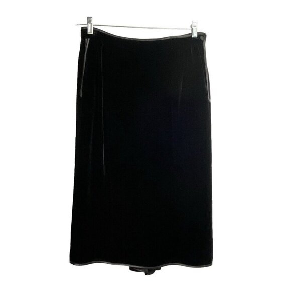 JANICE WAINWRIGHT VTG Rayon Silk Blend Velvet Midi Skirt Formal Black 12 62-14 - Picture 11 of 12